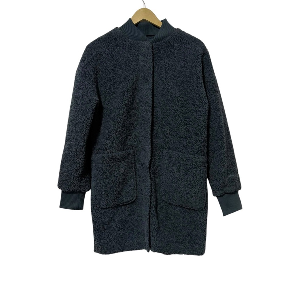 Eddie Bauer Blue Gray Teddy Coat Size XS Outdoor Winter Pockets Fall Neutral
